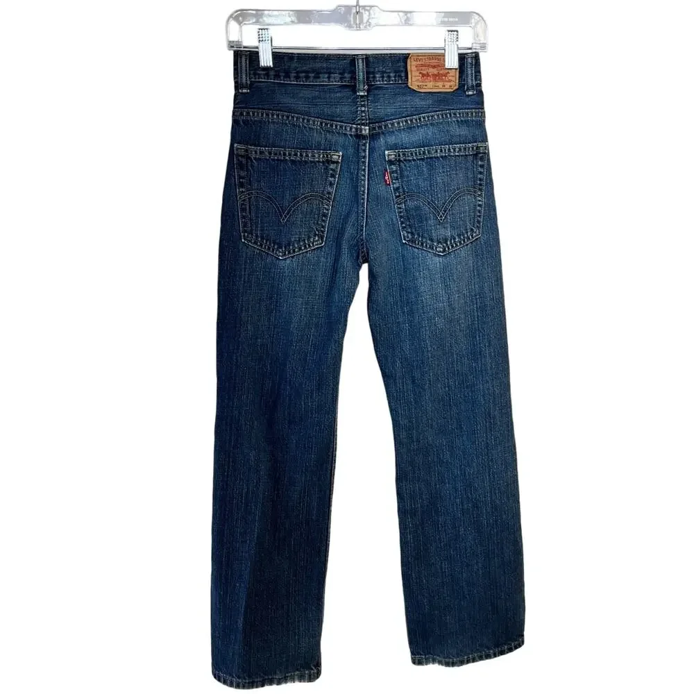 Levi's 527 Bootcut Denim Jeans Youth Size 12 Regular W26 L26 Distressed Hem